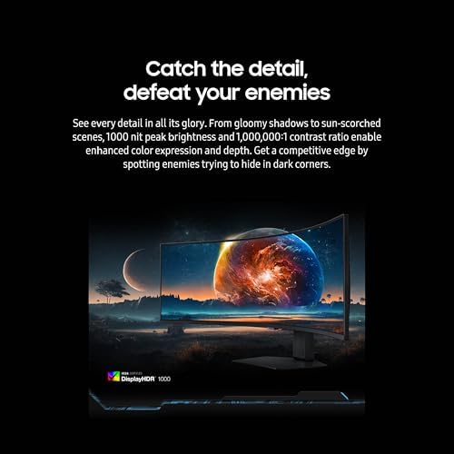 Samsung 49” Odyssey G9 Series DQHD 1000R Curved Gaming Monitor, 1ms(GtG), VESA DisplayHDR 1000, 240Hz, AMD FreeSync Premium Pro, Height Adjustable Stand, Ultrawide Screen, LS49CG954ENXZA, 2024 - Image 6