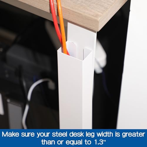 Blulu 4 Pack Steel Magnetic 14 Inch Cable Management Channel for Under Desk Leg Vertical Wire Hider Cover Cable Desk Organizer No Drill Cord Organizer Cord Hider Management for Home Office (White) - Image 4