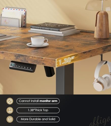 OffiGo 71" Executive Electric Standing Desk Height Adjustable, Rustic Brown - Image 5
