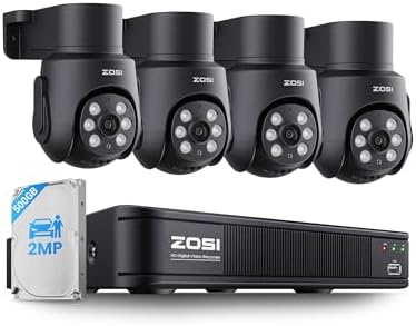 ZOSI 8CH 5MP Security DVR System with 4 x 2MP PT Audio Camera, 500GB HDD by ZOSI