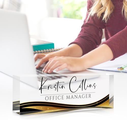 Custom Name Plate for Desk, Personalized Desk Name Plate on Clear Acrylic Glass, Appreciation Gifts for Teacher Employee Boss Coworkers Nurse, Office Desk Accessories for Women Men (Sable) - Image 3