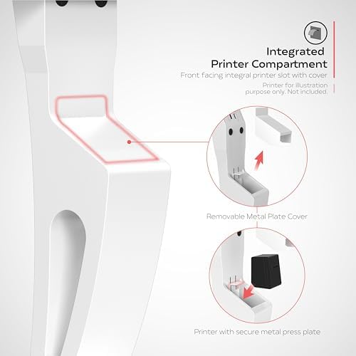 Sleek Floor Stand Kiosk for Monitors – CTA Sleek Floor Kiosk Stand with Printer Slot for Monitors 15" to 32" up to 60lbs - for Check-in Stations & POS Stations & More - White (ADD-LDSLEEKW) - Image 3