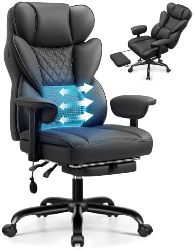 Office Chair, Big and Tall Executive Chair with Adjustable Lumbar Support by StellaMia