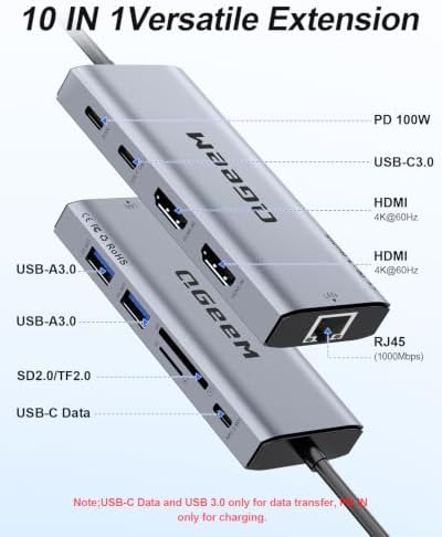 USB C Docking Station Dual Monitor,10 in 1 USB C Hub with 2 HDMI - Image 2