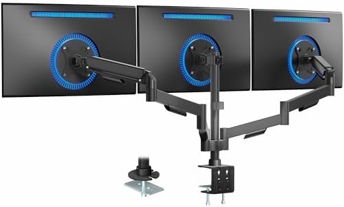 VIVO Triple Monitor Stand, Fully Adjustable Arms for 17 to 27 inch Screens, Mechanical Articulating Desk Mount, Gaming and Office Setups, VESA 75x75, 100x100, Max 19.8 lbs, Classic, Black, STAND-V003O by VIVO