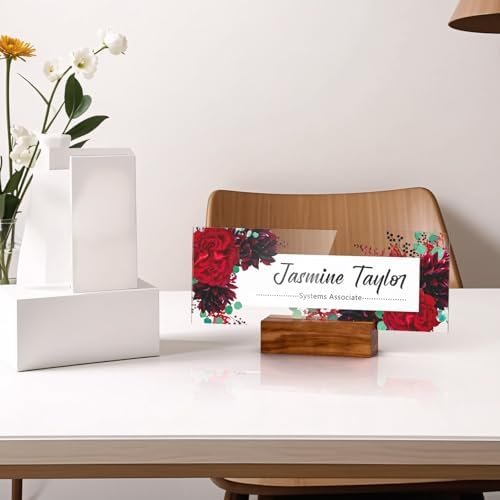 Personalized Acrylic Desk Name Plate with Walnut Wood Base - Image 2