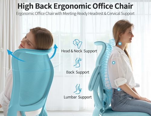 TRALT Office Chair Ergonomic Desk Chair with Lumbar Support Blue Blue, 1 - Image 6