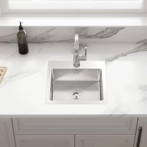15 inch Drop in Bar Sink Outdoor Prep RV Wet Bar Sink 16 Gauge Stainless Steel Single Bowl Topmount Small Kitchen Sinks - Image 5