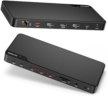 MOKiN Thunderbolt 4 Dock - 16 Ports, Laptop Docking Station Dual Monitor for MacBook, Docking Station 3 Monitors for Windows with 150W DC Power,TB4 Cable,2.5 Gigabit Ethernet（Thunderbolt™ Certified） by MOKiN