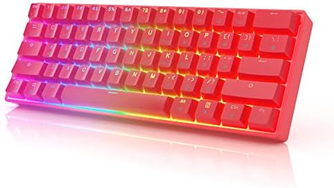HK GAMING GK61s Mechanical Gaming Keyboard - 61 Keys Multi Color RGB Illuminated LED Backlit Wired Programmable for PC/Mac Gamer (Gateron Mechanical Brown, Red) by HKGaming