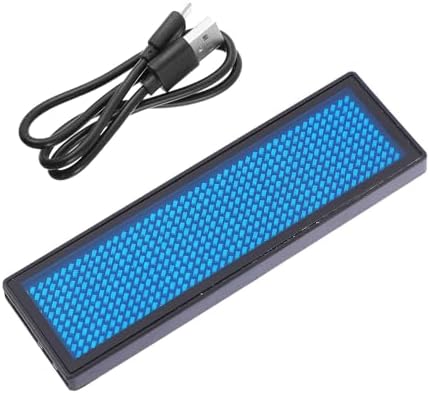 Rechargeable LED Name Badge with USB Cable, Blue PVC by HOME