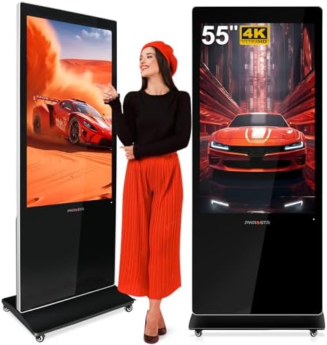 55 Inch Digital Signage Display, 4K UHD Touchscreen Floor Standing Advertising Screen Commercial LCD Monitor Interactive Kiosk with USB/HDMI Port, Android 13 (2+32GB) by PWR4GTR