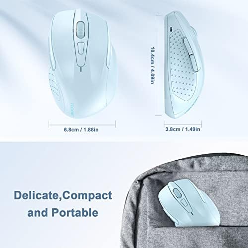 TECKNET Wireless Mouse, 2.4G Ergonomic Computer Mouse, 2600 DPI, Lightblue - Image 5