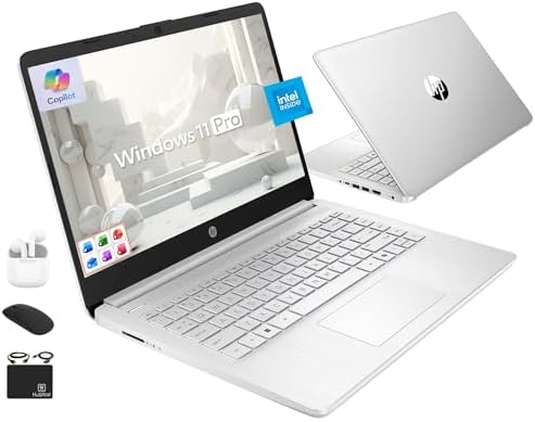 HP Ultrabook 14 Laptop Computer Business Study & Home 2025, Lifetime MS Office + Windows 11 Pro, Quad-Core Intel CPU, 8GB RAM & 628GB Storage (128GB UFS+500GB Ext), Wi-Fi 6, HubxcelAccessory, Silver by Unknown