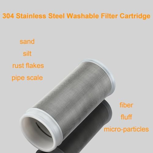 40 Micron Brass Sediment Filter, Inline Spin Down Sediment Water Filter for Washer, Washing Machine, Shower, Garden Hose, Well Water, Anti Clogging & Reusable with Pipe Sealant Tape - Image 5