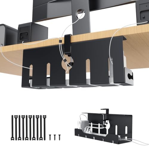 KEEGH Under Desk Cable Management Tray 16 in, Cable Organizer Tray, Black by KEEGH