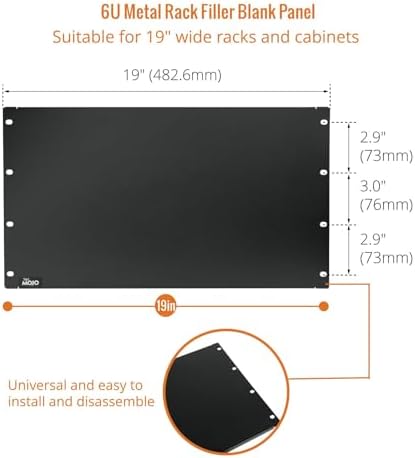Tecmojo 6U Blank Panel,Rack Mount Plate for 19inch Server Rack,Network Rack,Enclosures and Cabinets,Solid,Black - Image 3