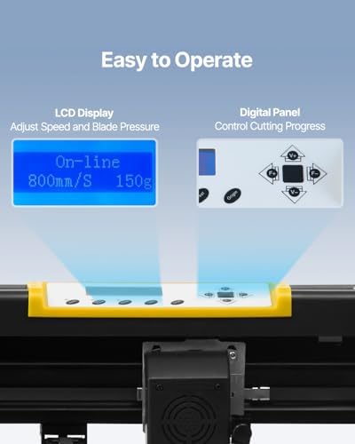 VEVOR Vinyl Cutter Machine, 34 in / 870 mm Max Paper Feed Cutting Plotter, Automatic Camera Contour Cutting LCD Screen Printer with Stand Adjustable Force and Speed for Sign Making Plotter Cutter - Image 4