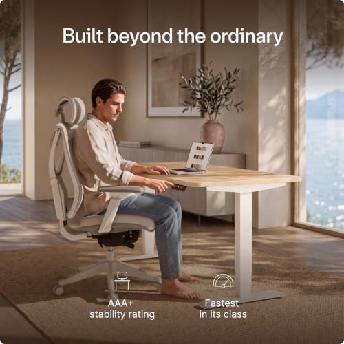 Desktronic HomePro Standing Desk 60x30 — Made in Europe, Ergonomic Sit Stand Home Office Desk, Electric Height Adjustable, Dual Motor, USB & USB-C Charging, Wobble-Free, Touchscreen, 3 Memory Presets - Image 2