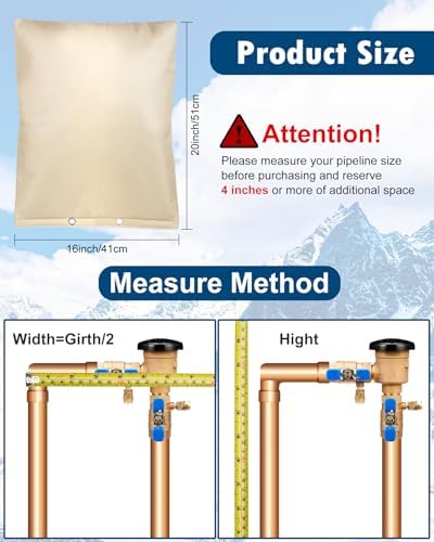 Backflow Preventer Insulation Cover, (5°F) Actgan 16"X20" 5 Layers Outdoor Pressure Vacuum Breaker Sprinkler Valve Faucet Cover for Winter Freeze Protection Beige - Image 2