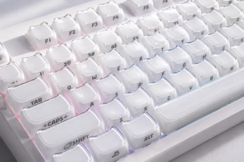 ZORNHER ZH980 Wireless Mechanical Keyboard,95% White Creamy Keyboard with Number Pad,Full Size Gaming Keyboard,Cute Jelly Glossy Cat-Ear Keycaps,Girly Aesthetics Kitty Keyboard,Creamy Switches - Image 4
