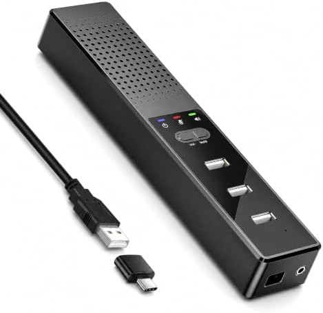 Conference Speakerphone for PC & Laptop, Bluetooth Speakerphone with AI Noise Reduction, 360° Voice Pickup, USB-C Plug and Play, Compatible with Zoom, Microsoft Teams, Skype & Webex by AiooTisu