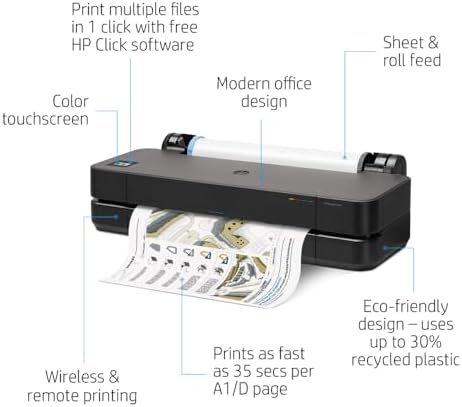 HP DesignJet T230 Large Format 24-inch Plotter Printer, Includes 2-Year Onsite Warranty Support (5HB07T) - Image 2