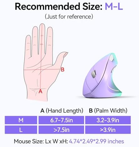 TECKNET Ergonomic Mouse, 4800 DPI Wireless Bluetooth Vertical, 3-Device - Image 3
