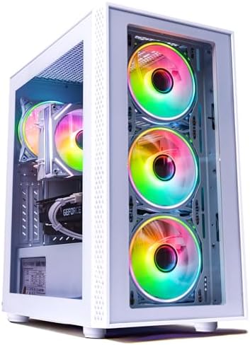 NOVATECH Phantom - Prebuilt Gaming PC Desktop Computer - RTX 3050 - i7 Xeon 3.5GHz - 16GB RAM - 512GB M.2 SSD WiFi/BT, Win 11 Pro - Gaming Computer Tower, Pre Built PC Gaming - 1 Year Warranty (White) by Novatech