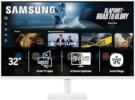 Samsung 32” Smart Monitor M7 (M70F) 4K UHD Display, Samsung Vision AI, Smart TV Apps, Gaming Hub, USB-C, HDMI and USB-A, White, LS32FM703UNXZA, 2025 by Unknown