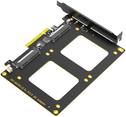 Dual U.2 SSD to PCIe 4.0 X8 Adapter, Support 2 x U.2 SSD or Soft Raid, Without PCI-e Splitter Function (PCIe Bifurcation Motherboard is Required) by Unknown