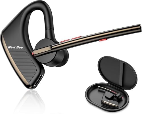New Bee Bluetooth Earpiece V5.2 Wireless Headset 24Hrs Talktime Black by NewBee