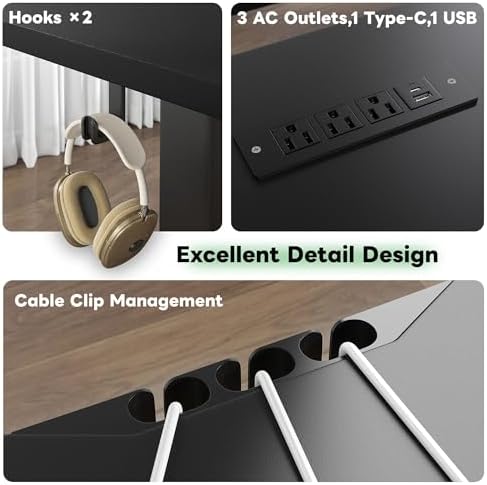 EnHomee U Shaped Electric Standing Desk, 71 x 36 Inch Height Adjustable Desk with Power Outlets, 3 Memory Heights, Monitor Shelf, Home Office Work Study Gaming Computer Desk - Image 6