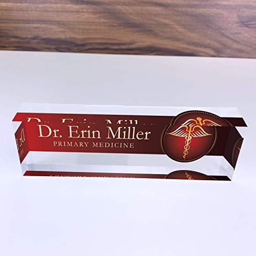Artblox Office Desk Name Plate Personalized | Custom Name Plates For Desks | Medic Design On Clear Acrylic Glass | Cute Office Desk Accessories Customized Gifts - (8" x 2.5") - Image 4