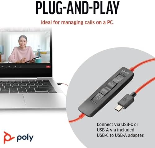Poly Blackwire 3320 Wired USB Headset with Mic for PC & Work - Image 4