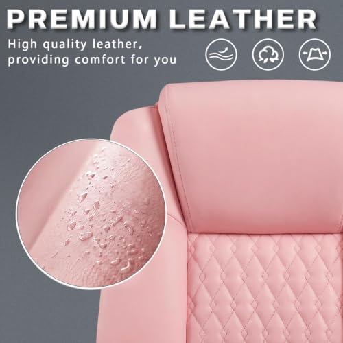 LEMBERI High Back PU Leather Executive Office Chair, Adjustable Swivel Computer Desk Chair with Padded Armrests for Home Office, Pink - Image 5