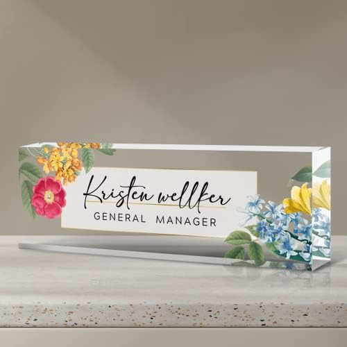 Desk Name Plate Personalized, Premium Clear Acrylic Desk Name Plate, Personalized Name Plate for Desk, Office Decor for Women or Men Coworkers, Boss, Employee, Teacher, Social Worker (Style-Red) by Custom