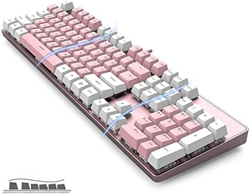 Merdia 104 Keys Full Size Mechanical Keyboard | Blue Switch, Pink & White Color 104 Keys US Layout Led Backlit Hot Swappable Wired Mechanical Light Up Pink Keyboard | Wired Gaming Computer Keyboards - Image 3
