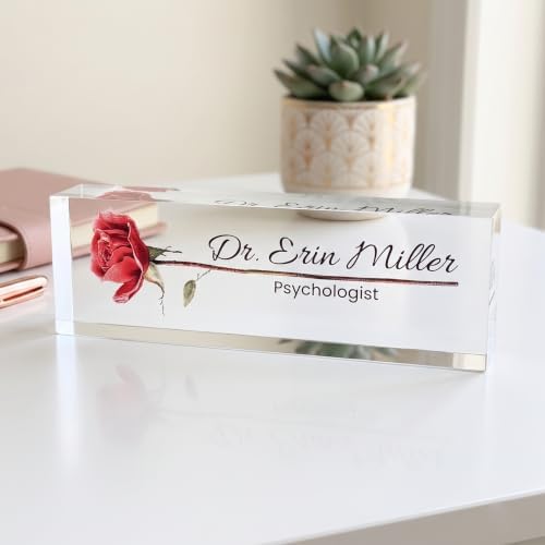 Personalized Acrylic Name Plate with Red Rose Design - Image 2