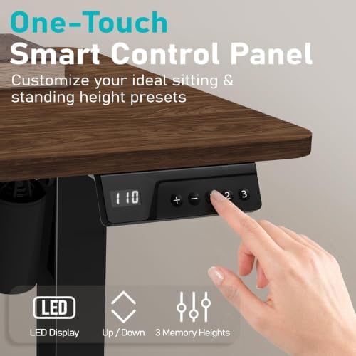 35" Electric Standing Desk, Small Sit Stand up Desk, Dark Walnut - Image 7