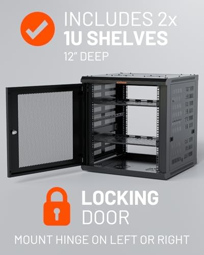 ECHOGEAR 12U Network Rack w/Enclosed Design, Easy Install, 600mm Depth - Image 3