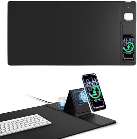 Mouse Pad with Magnetic Wireless Charger & Adjustable Phone Stand by abcmat