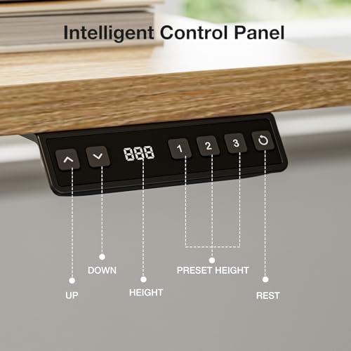 Muvai 59" L Shaped Standing Desk with Cable Tray, Reversible, Oak - Image 5
