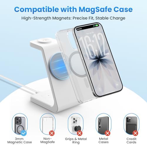 Magnetic Wireless Charging Station for iPhone: 3 in 1 15W Fast Charging for iPhone 17-12, Apple Watch & AirPods, N52 Magnets & 30W Adapter Included (Office/Bedside/Desk) - Image 6
