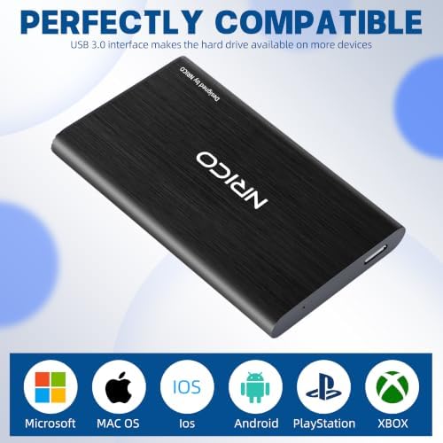 NRICO Ultra Slim 750GB Portable External Hard Drive USB3.0 HDD Storage Compatible for PC, Desktop, Laptop,Mac,PS4, Xbox one (Black, 750, GB) - Image 2