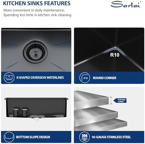 Sarlai 30 Matte Black Undermount Kitchen Sink Workstation 30x18 Inch Sinks - Image 5