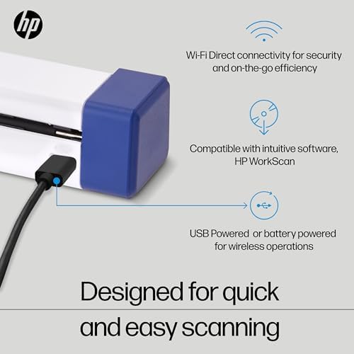 HP PS100W Portable Document Scanner for Laptop, Wi-Fi Direct, 8.5" x 14" - Image 4
