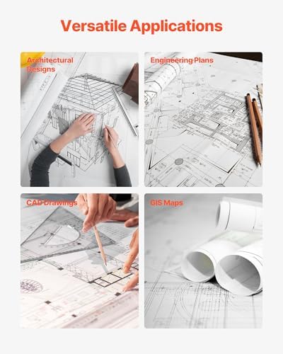 VEVOR Wide Format Paper, 30 in x 500 ft Plotter Roll, 2 Rolls CAD Bond Rolls with 3 in Core, 20 LB Bond Paper Rolls, Ideal for CAD Drawings, Engineering Plans, GIS Maps, and Architectural Designs - Image 6