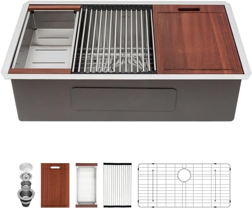 Sarlai 27 Inch Kitchen Sink Undermount 27"x19" Undermount Sink Workstation by Sarlai