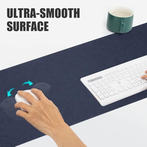 Magnetic Wireless Charging Desk Mat, 31"x11.7" Mouse Pad with Ultra-Smooth Surface, Microfiber Leather Office Mouse Mat, Waterproof Extended Computer Keyboard Desk Mat for Office & Home, Laptop, Blue - Image 6
